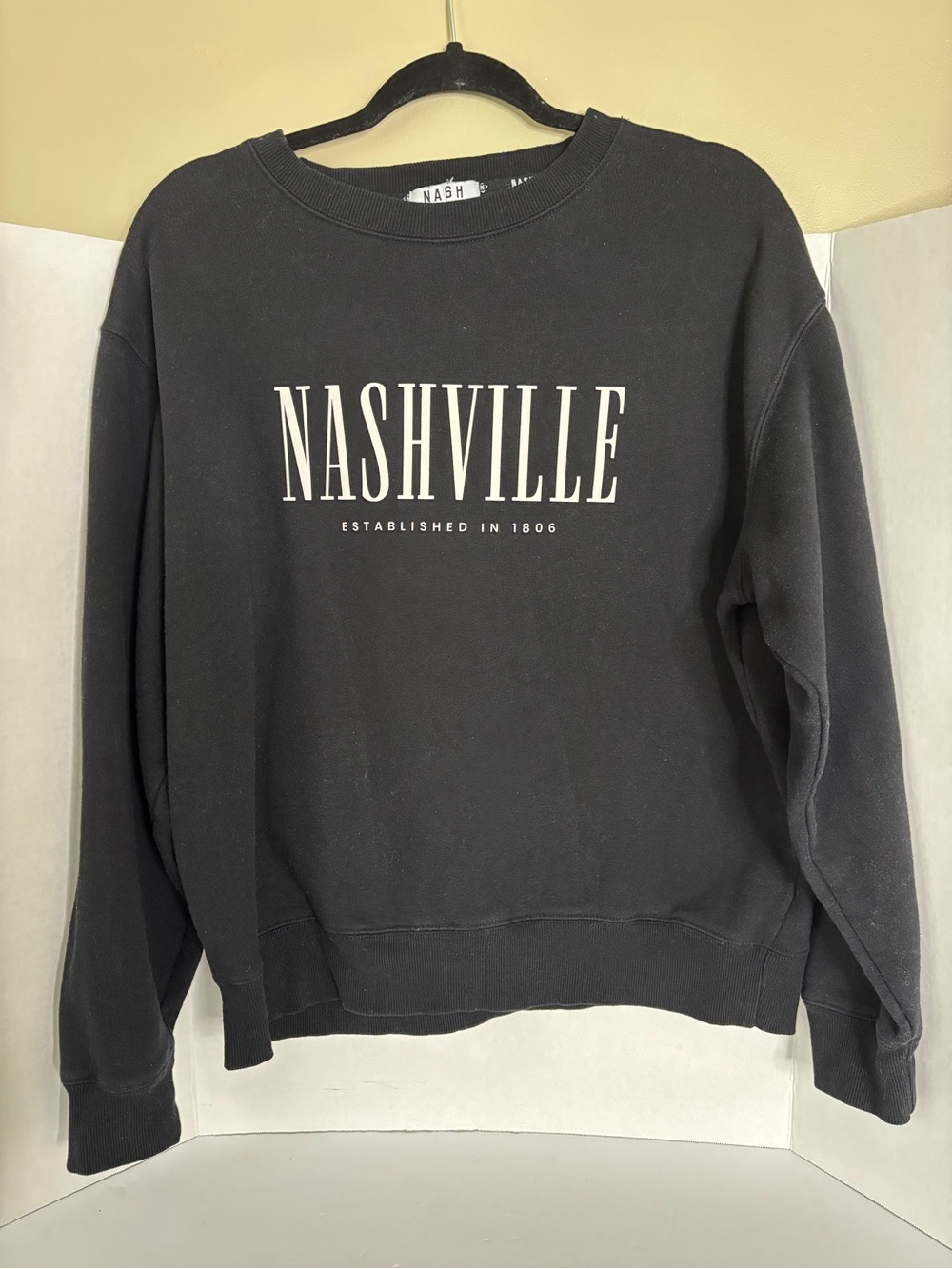 Ash Nashville Crewneck Sweatshirt - Black with White Graphic